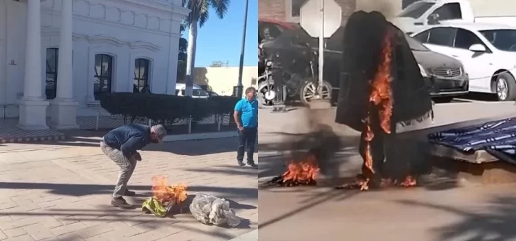 Adulto mayor se prende fuego frente al palacio municipal de Huatabampo, Sonora Adulto mayor se prende fuego frente al palacio municipal de Huatabampo, Sonora